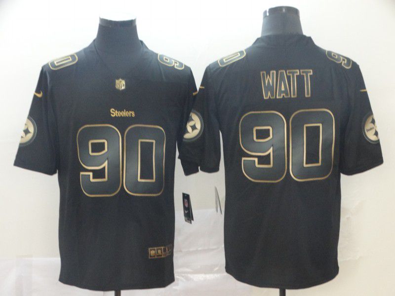 Men Pittsburgh Steelers #90 Watt Nike Vapor Limited Black Golden NFL Jerseys->seattle seahawks->NFL Jersey